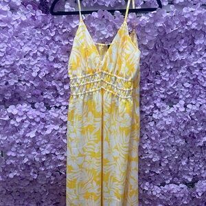 Plus size Yellow Floral Spaghetti Strap Dress